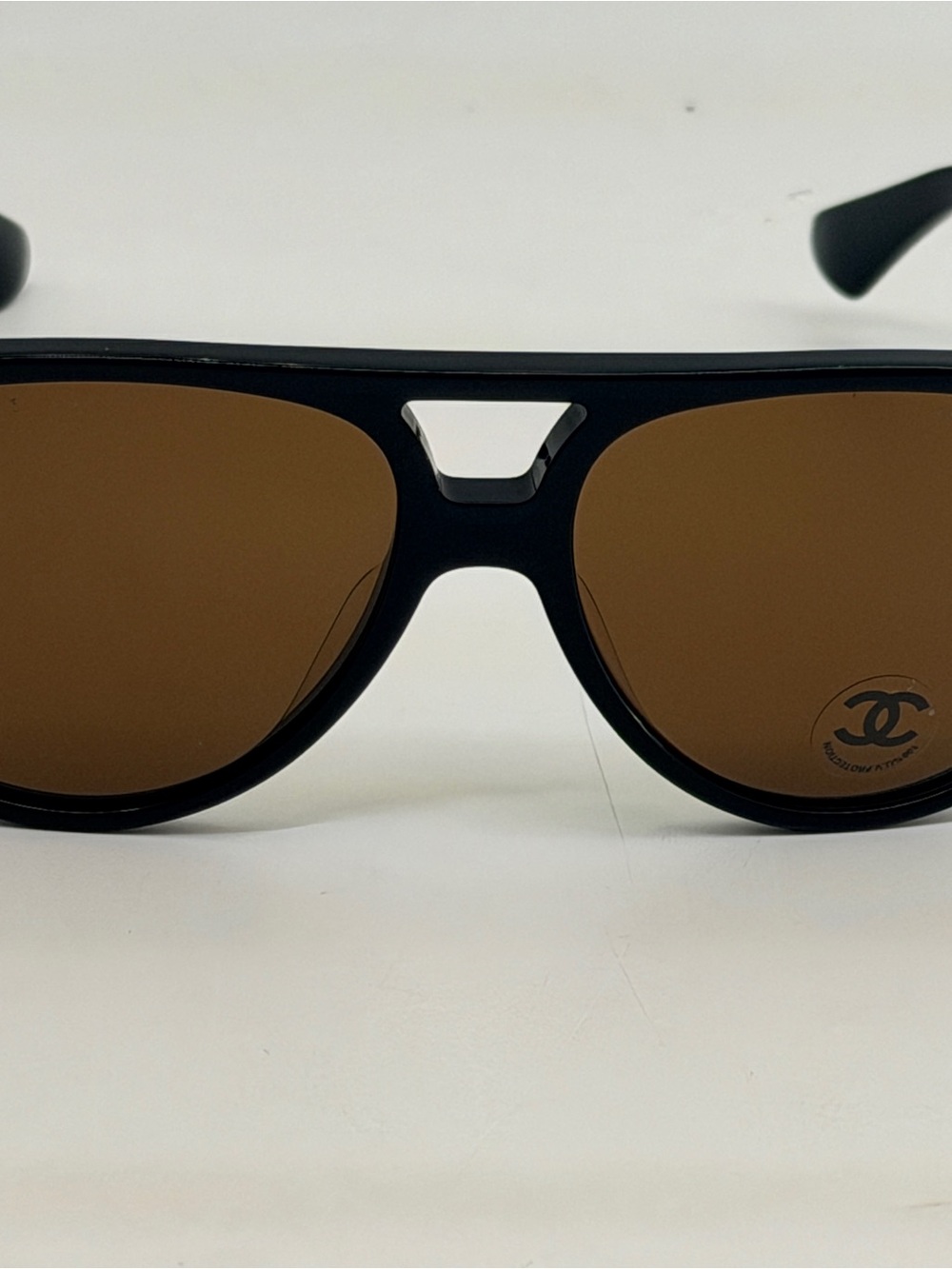 CHANEL Black Sunglasses with Brown Lenses